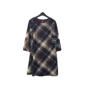 Jessica Howard Womens Dress Black PXL S Size A-Line Plaid Bell-Sleeve NWT